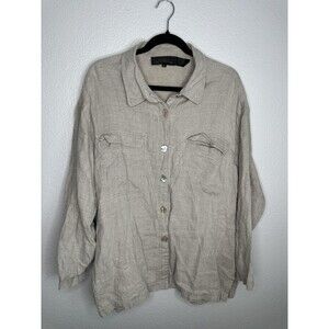 Classiques For Nordstrom Shirt Womens Medium Linen Button Front Pockets Top